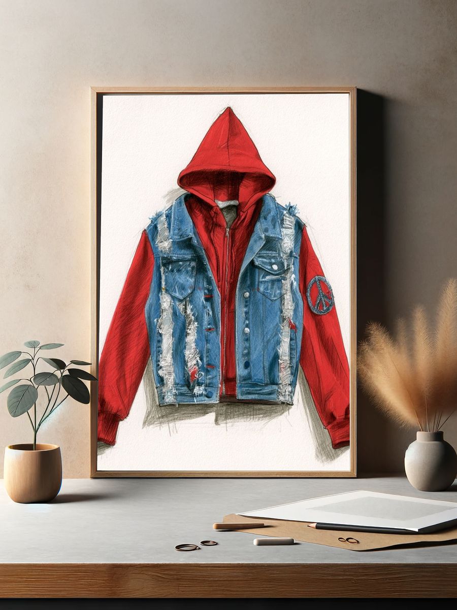 Punk Hoodie Jacket Illustration Poster. — room view 2