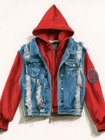 Punk Hoodie Jacket Illustration Poster. poster