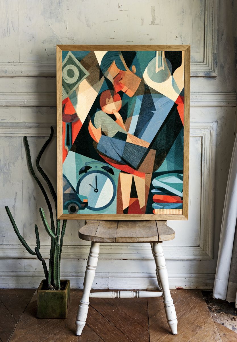 Surreal Geometric Collage Print. room preview