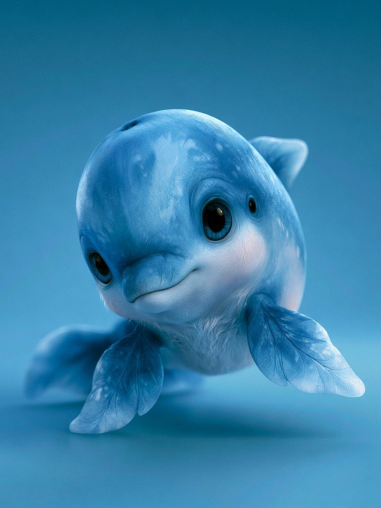 Blue Baby Dolphin Illustration Poster. poster — illustration art