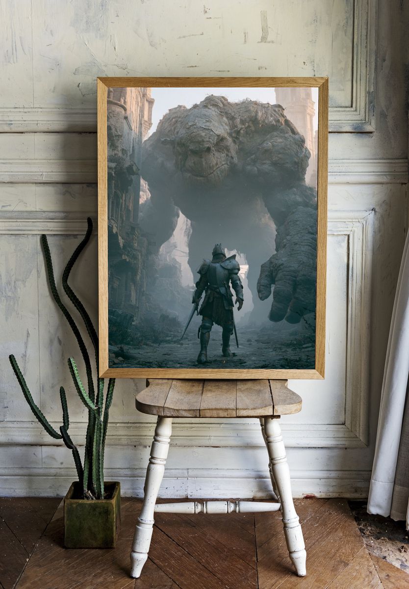 Giant Stone Titan Fantasy Print. — room view 1