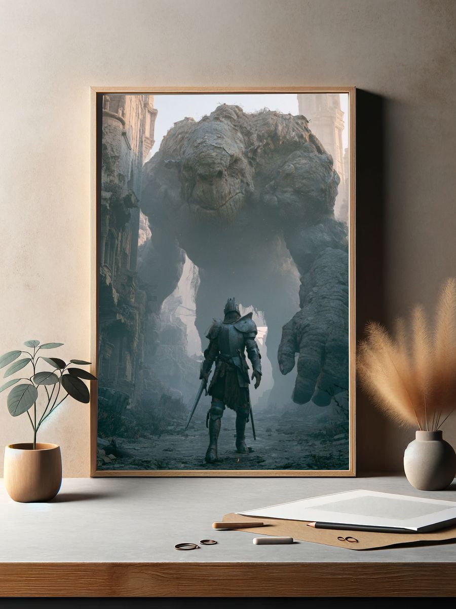 Giant Stone Titan Fantasy Print. — room view 2