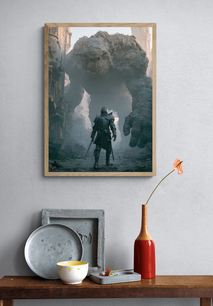 Giant Stone Titan Fantasy Print. — room view 3