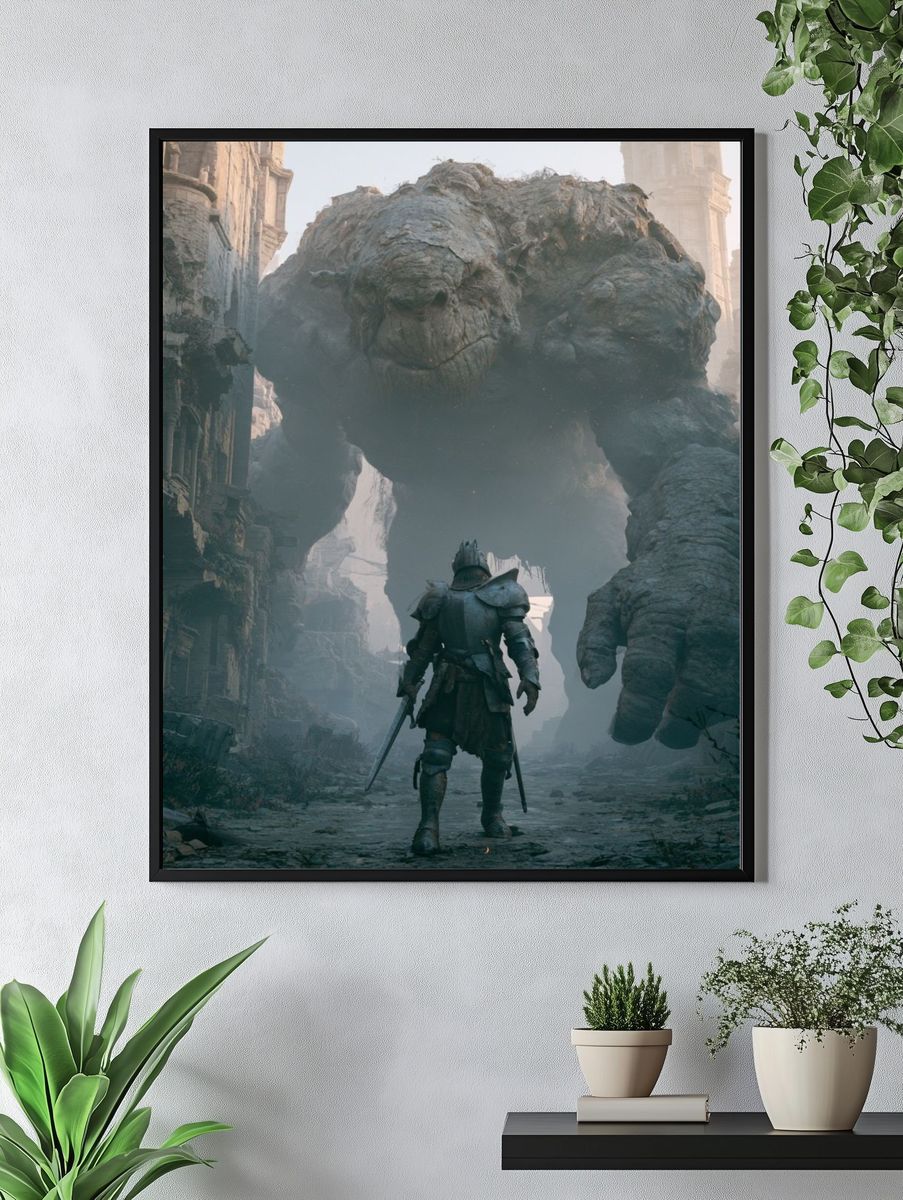 Giant Stone Titan Fantasy Print. — room view 4