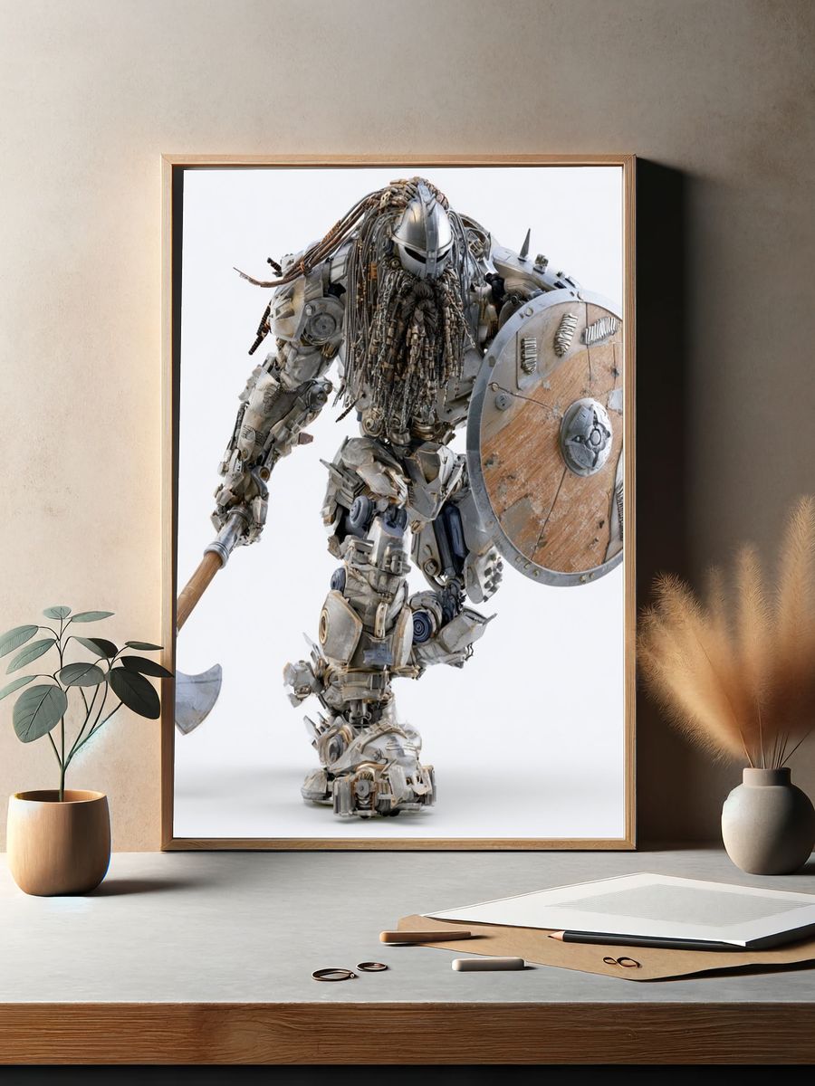 Mechanical Warrior Illustration Poster. — room view 2