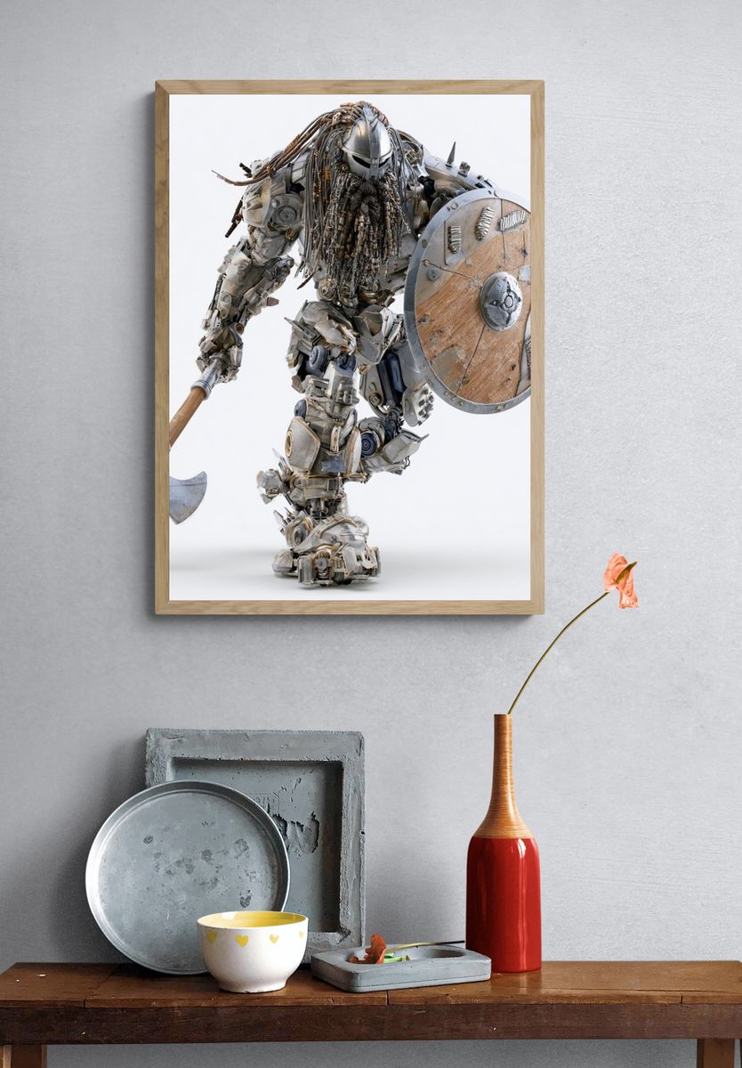 Mechanical Warrior Illustration Poster. — room view 3