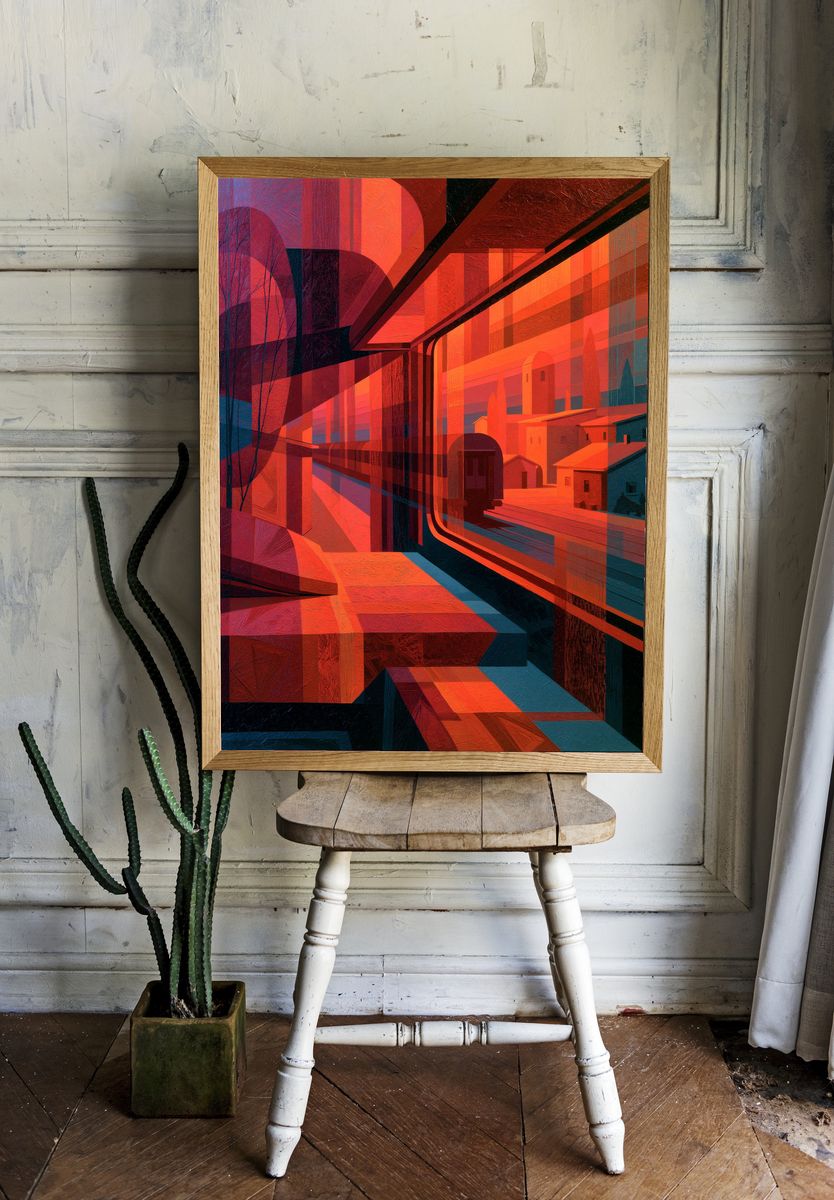 Abstract Cityscape Geometry Poster. room preview