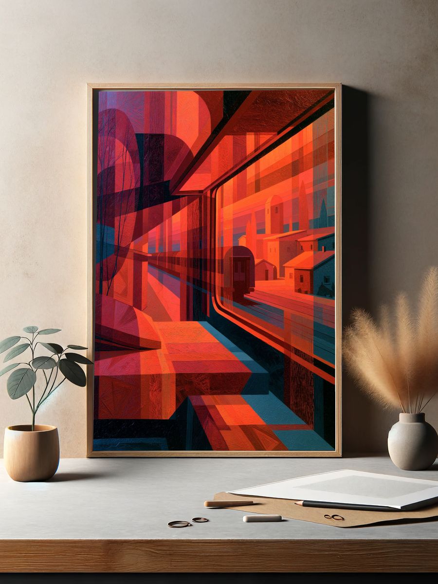 Abstract Cityscape Geometry Poster. — room view 2