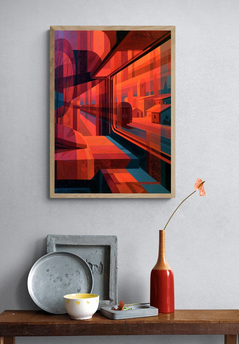 Abstract Cityscape Geometry Poster. — room view 3