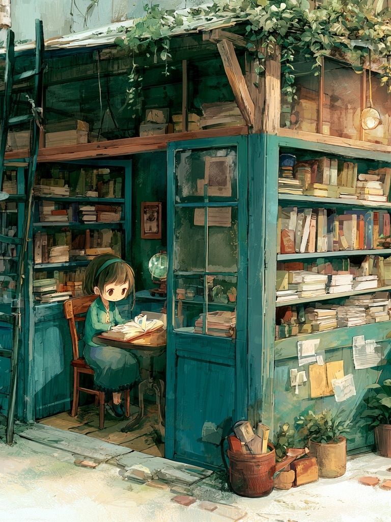 Cozy Bookshop Illustration Poster. poster — illustration art