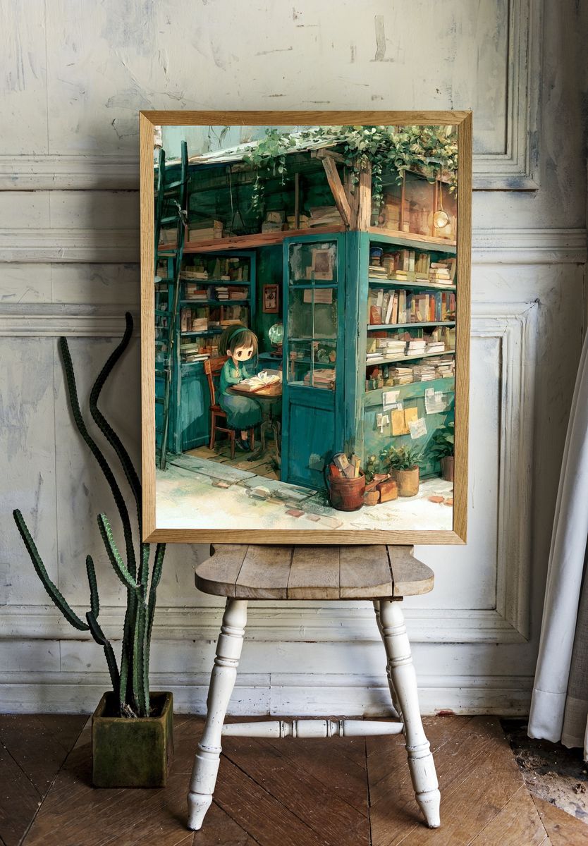 Cozy Bookshop Illustration Poster. room preview