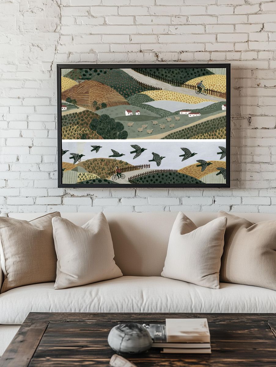 Countryside Birds Illustration Poster. room preview