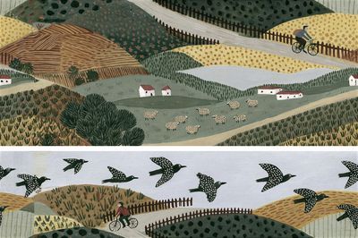 Countryside Birds Illustration Poster.