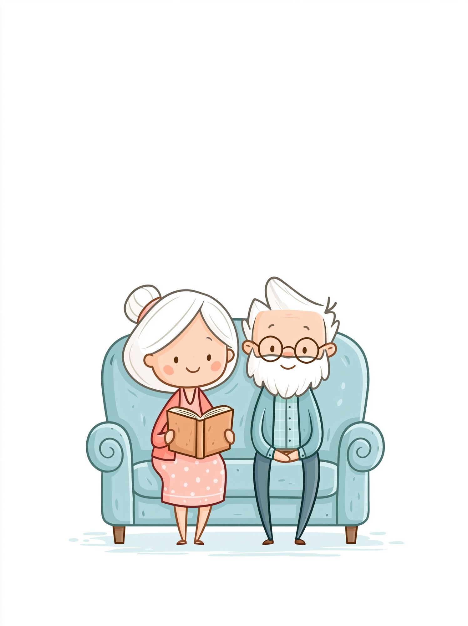 Elderly Couple Reading Illustration Poster. poster — illustration art