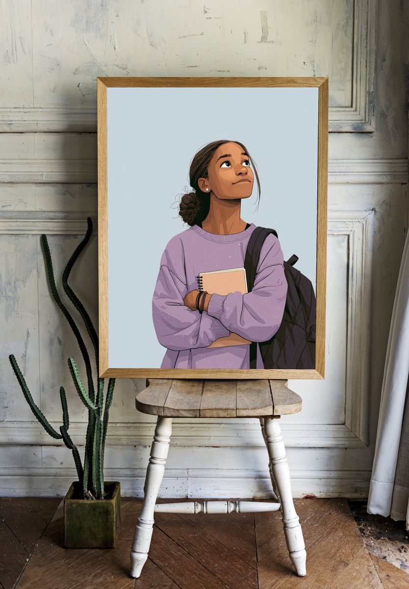 Student Portrait Illustration Poster. — room view 1