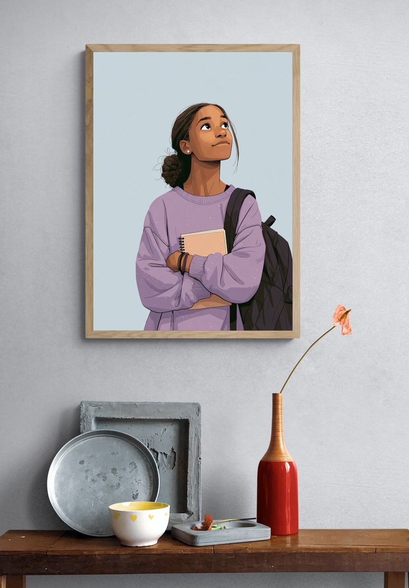 Student Portrait Illustration Poster. — room view 3
