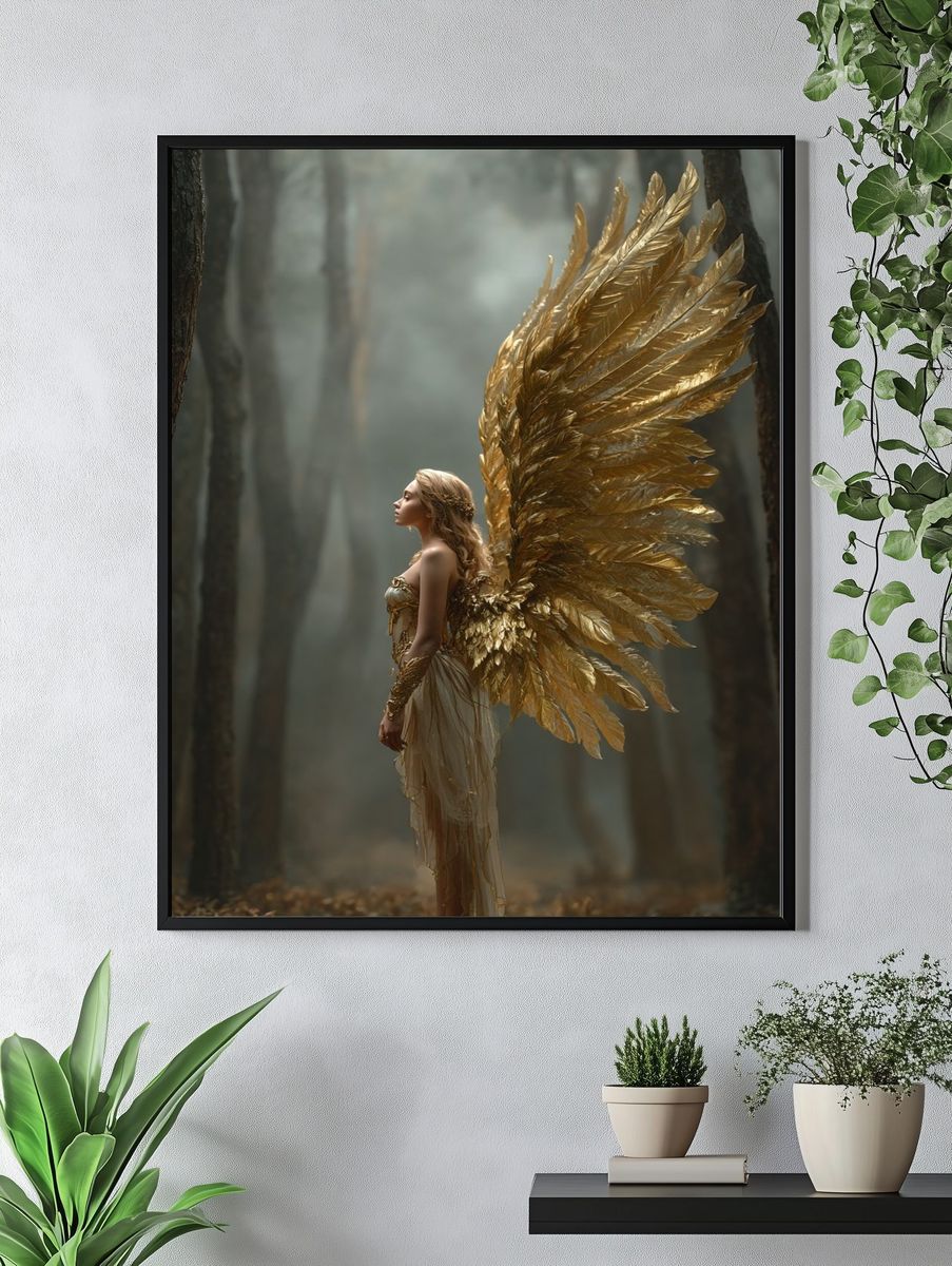 Golden Winged Forest Muse Print. — room view 4