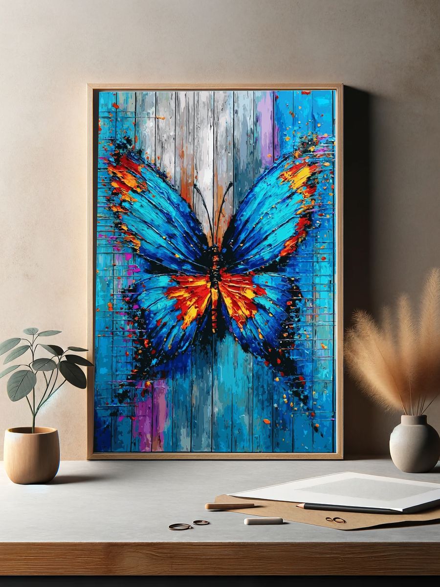 Colorful Butterfly Abstract Print. — room view 2