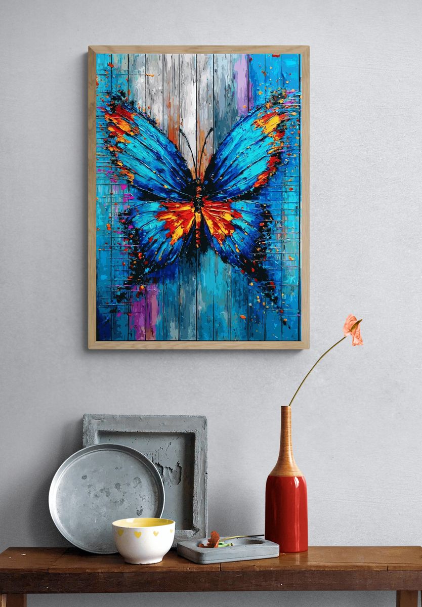 Colorful Butterfly Abstract Print. — room view 3