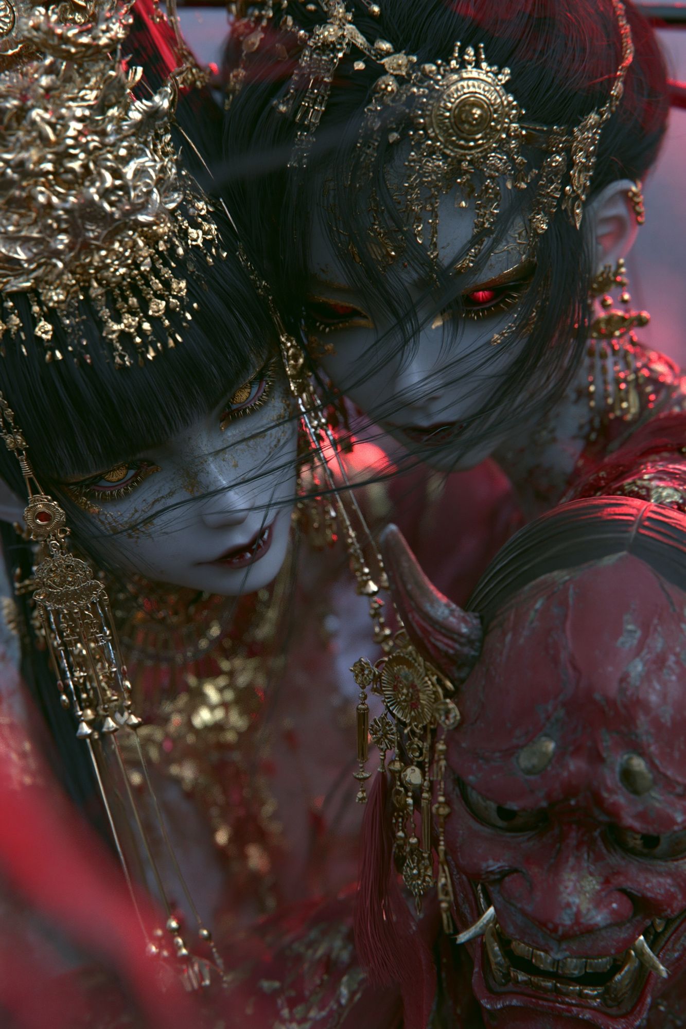Demon Twins Fantasy Poster. poster detail