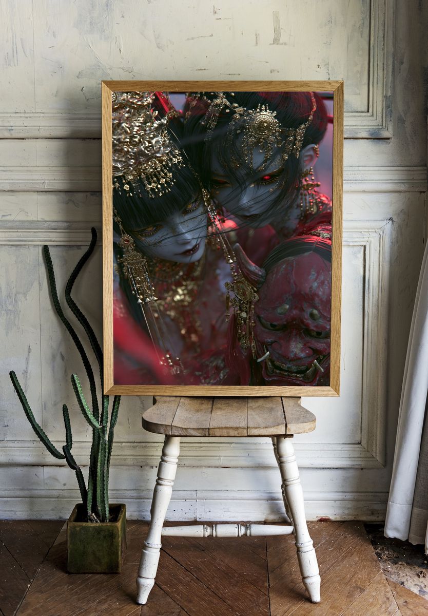 Demon Twins Fantasy Poster. — room view 1