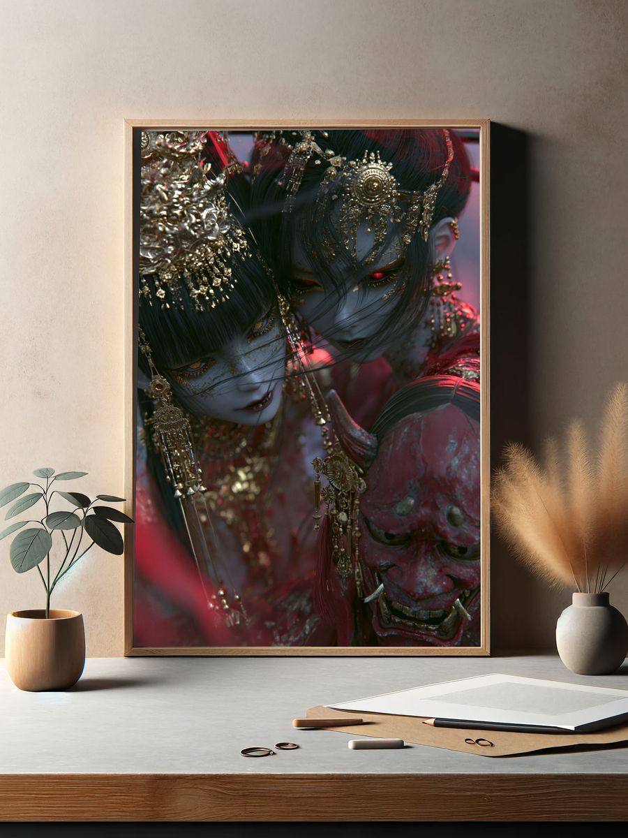 Demon Twins Fantasy Poster. — room view 2