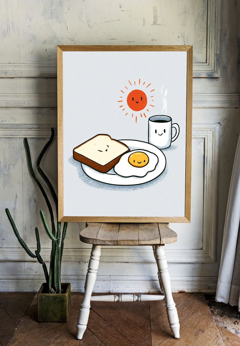 Cute Breakfast Illustration Poster. — room view 1
