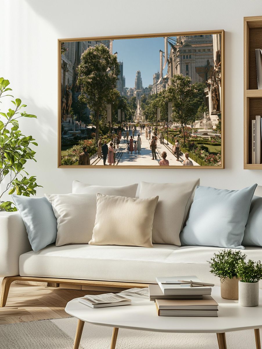 Futuristic Grand Plaza Architecture Print. — room view 2