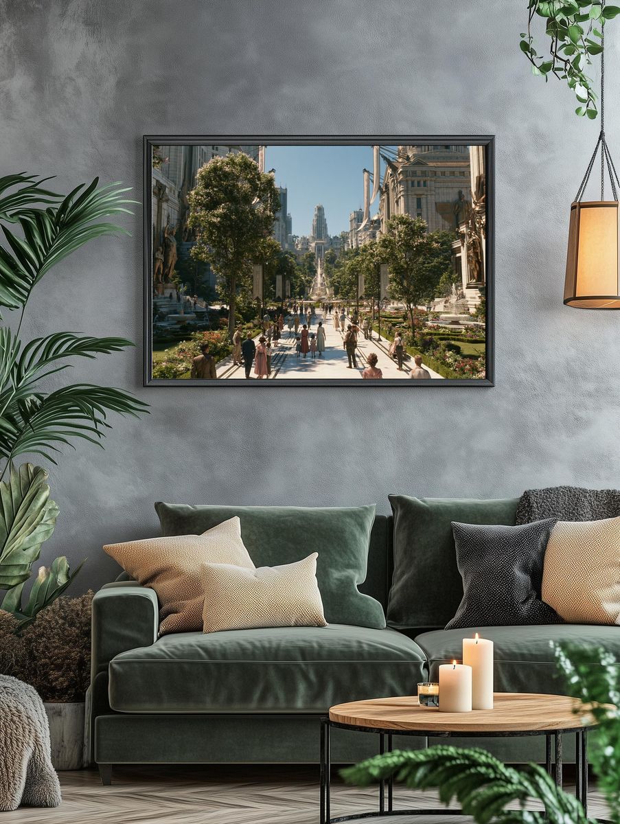 Futuristic Grand Plaza Architecture Print. — room view 4