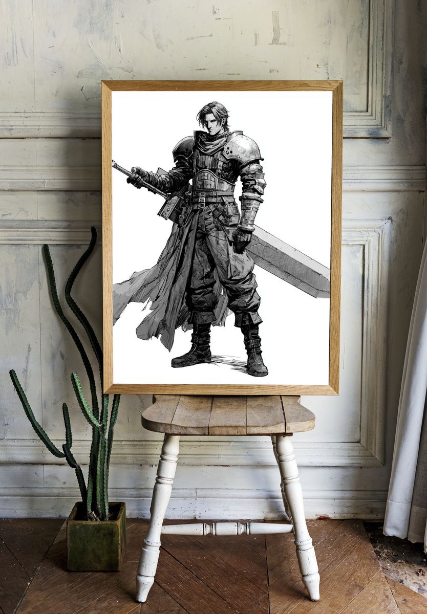 Armored Sword Warrior Illustration Poster. room preview