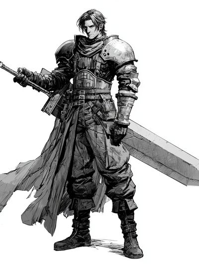 Armored Sword Warrior Illustration Poster.