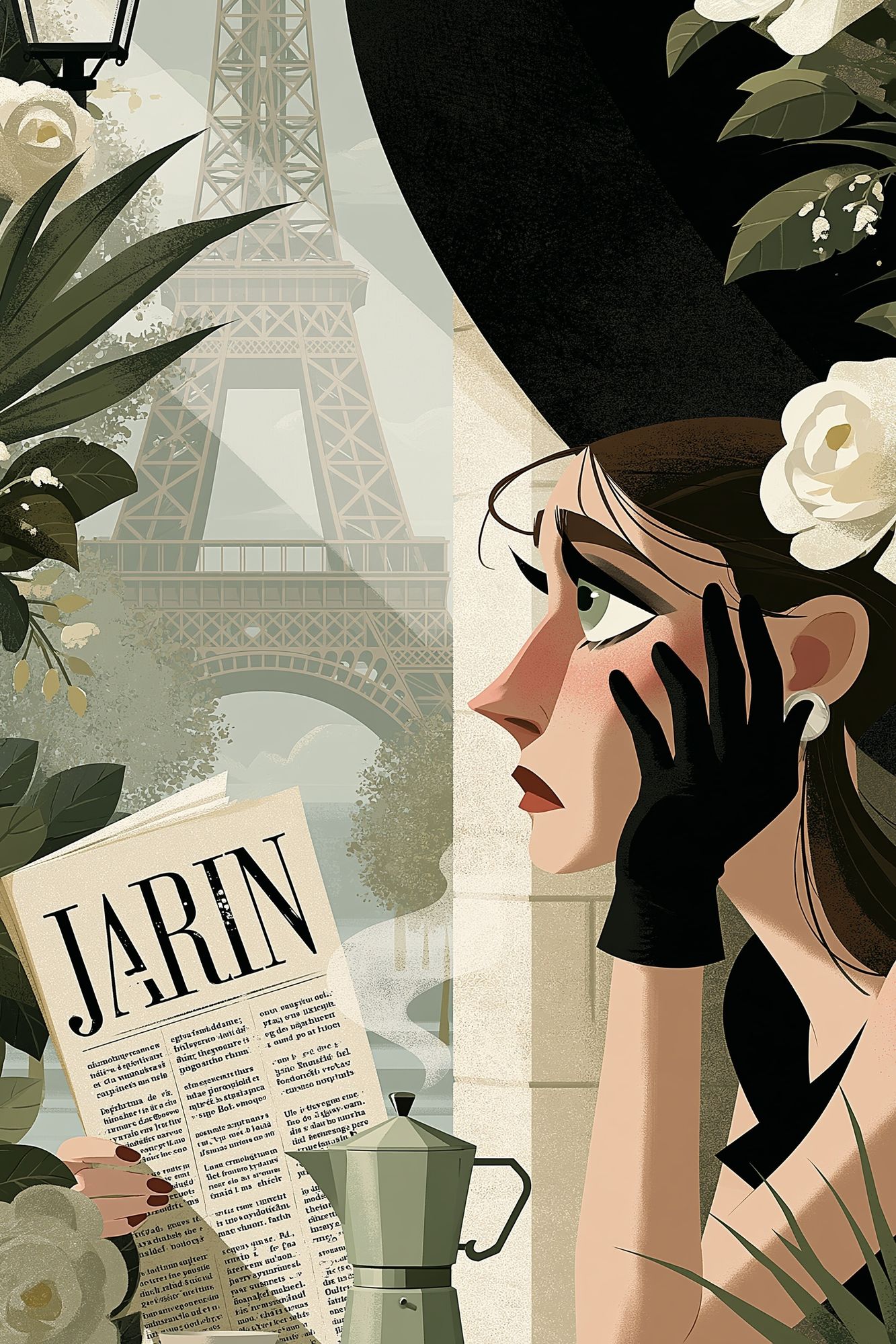 Parisian Café Dream Illustration Poster. poster — illustration art