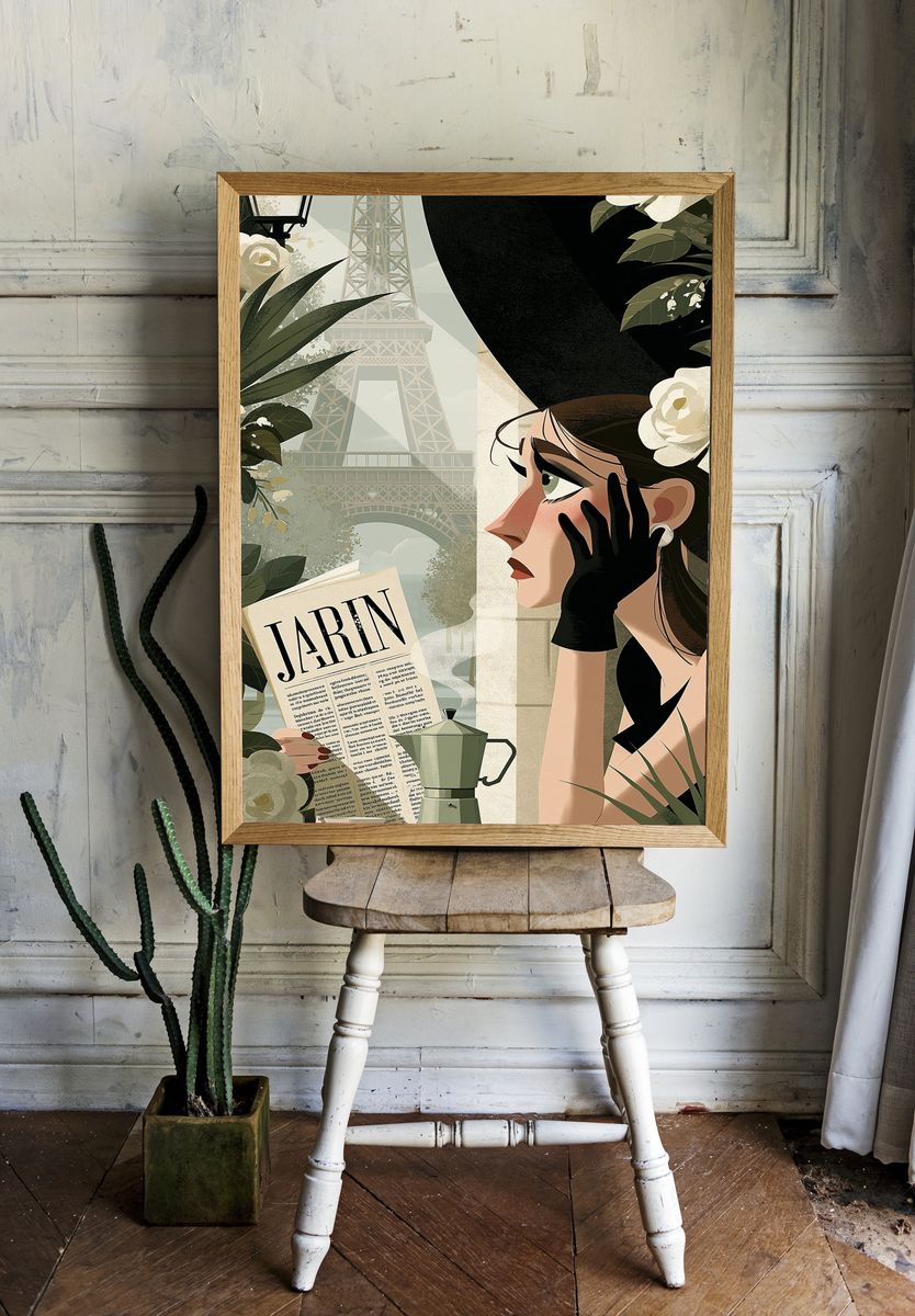 Parisian Café Dream Illustration Poster. — room view 1