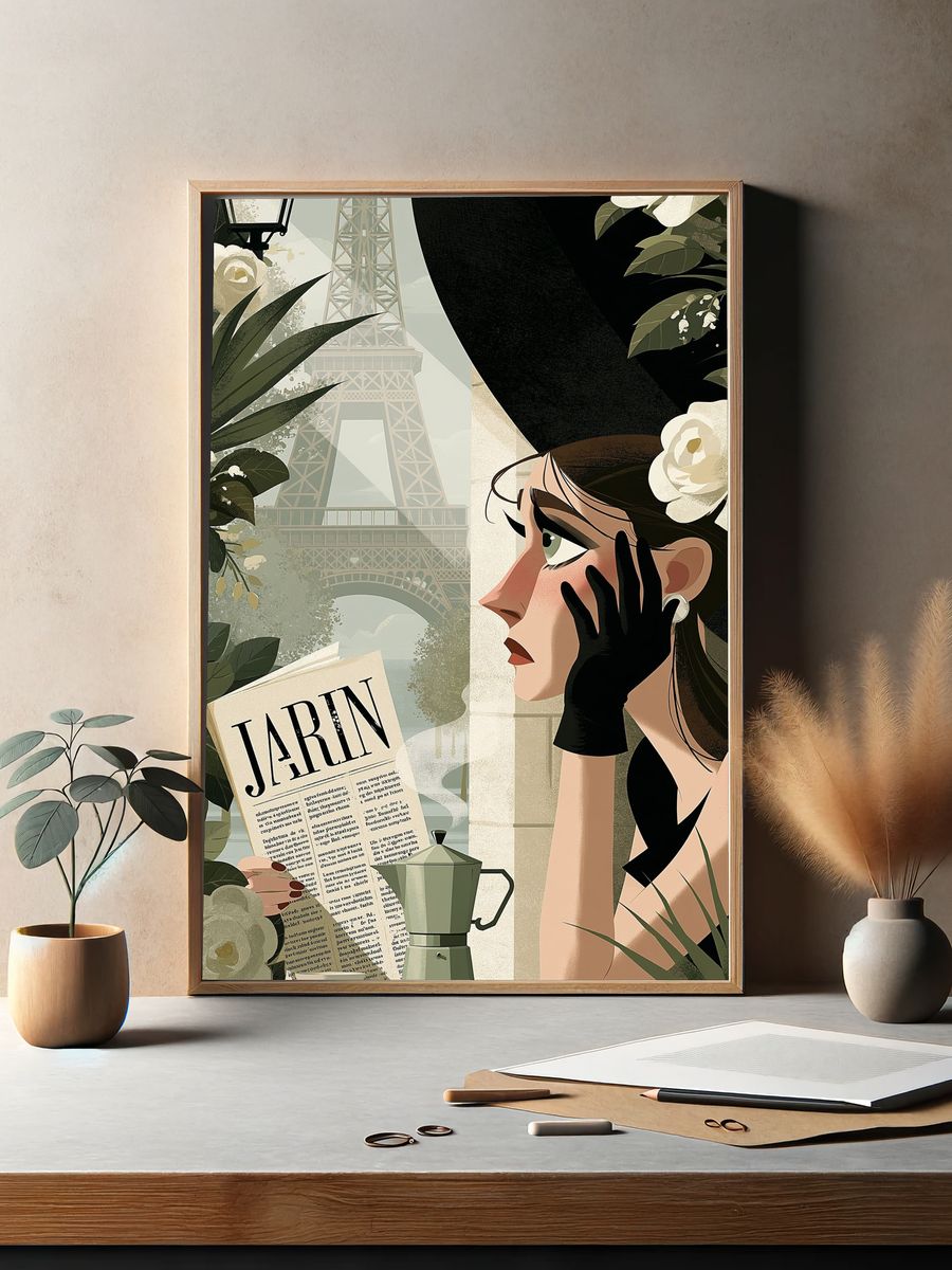 Parisian Café Dream Illustration Poster. — room view 2