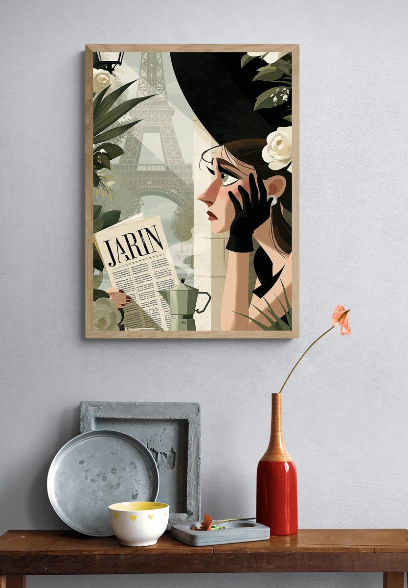Parisian Café Dream Illustration Poster. — room view 3