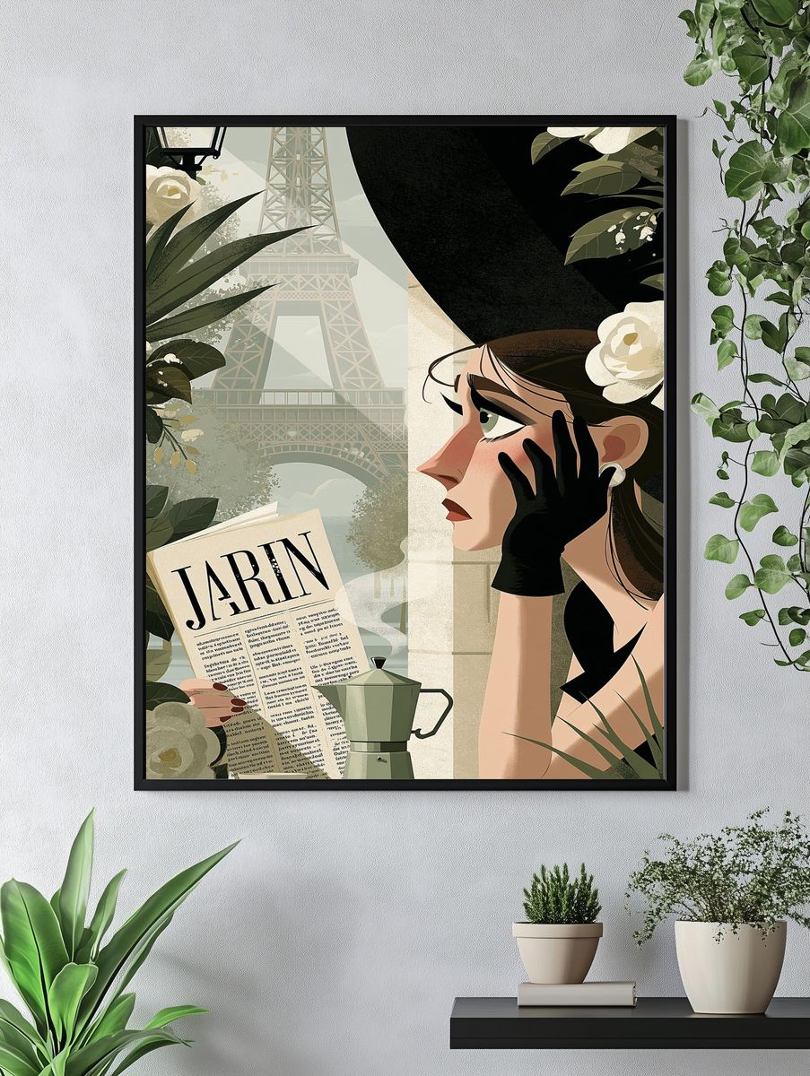 Parisian Café Dream Illustration Poster. — room view 4