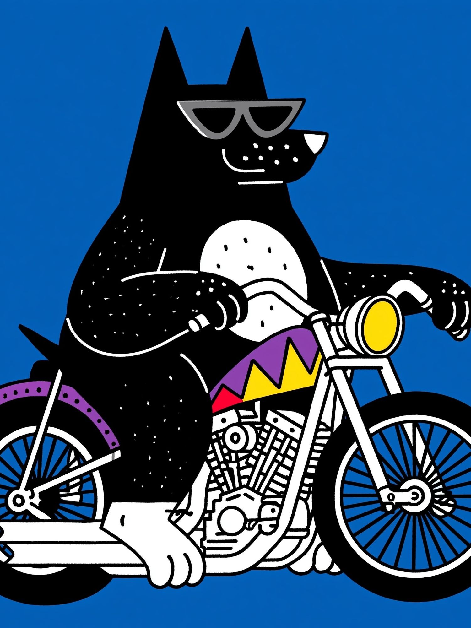 Cool Dog on Motorcycle Poster. poster — illustration art
