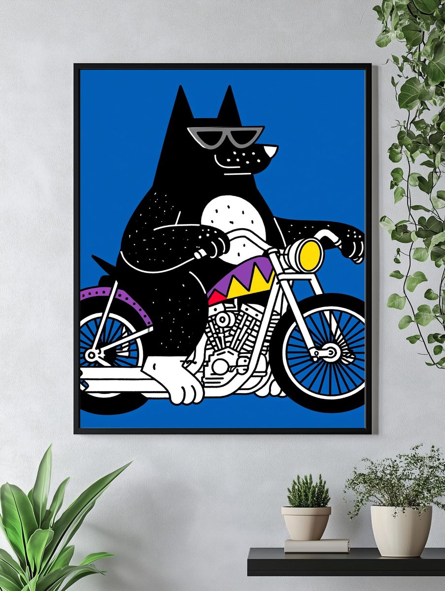 Cool Dog on Motorcycle Poster. — room view 4