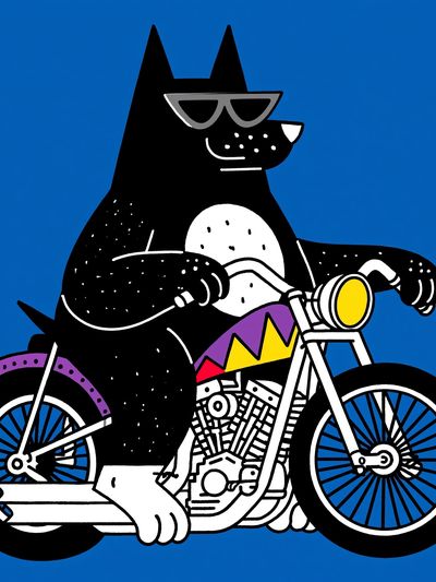 Cool Dog on Motorcycle Poster.