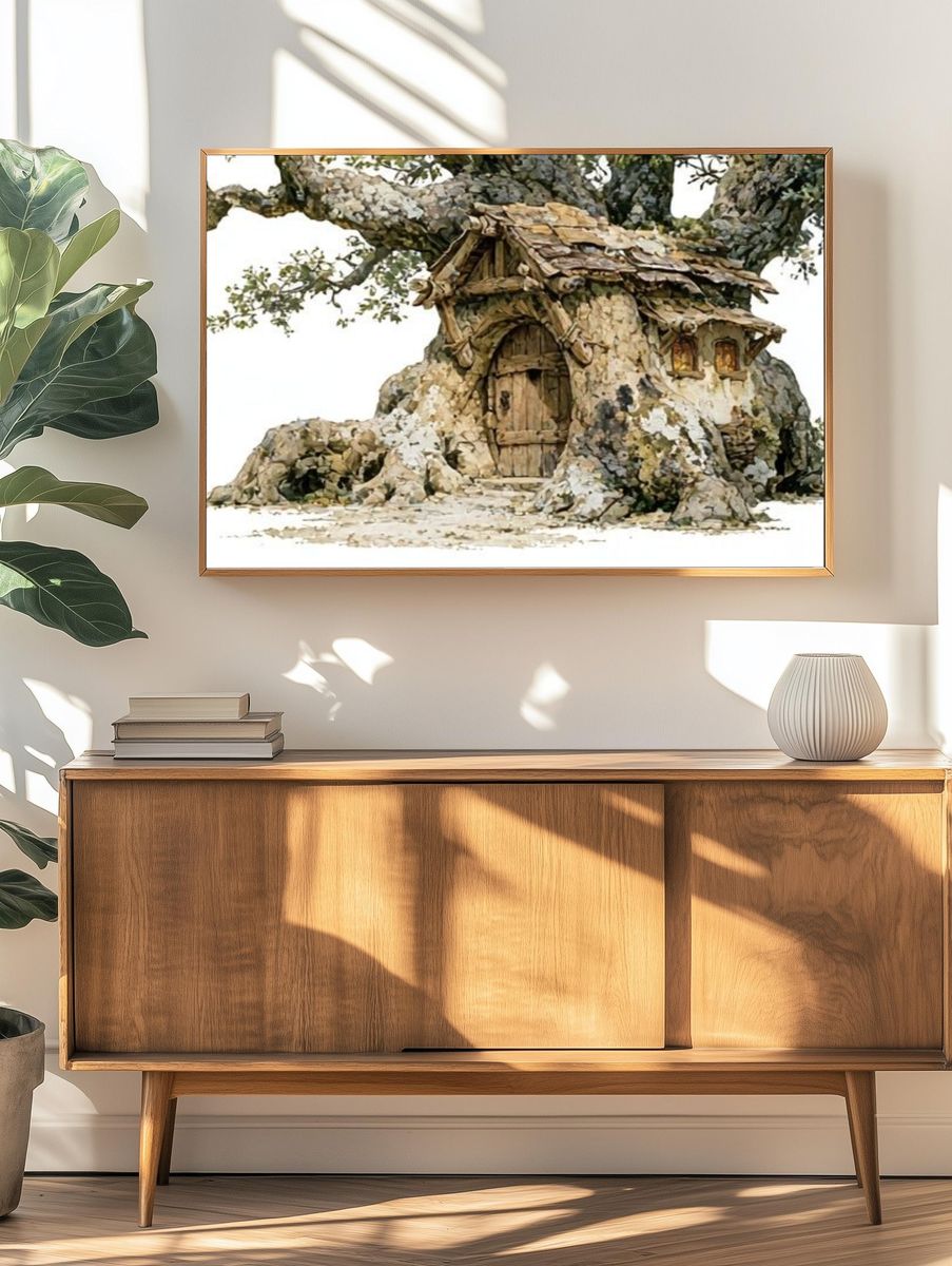 Enchanted Treehouse Watercolor Print. — room view 3