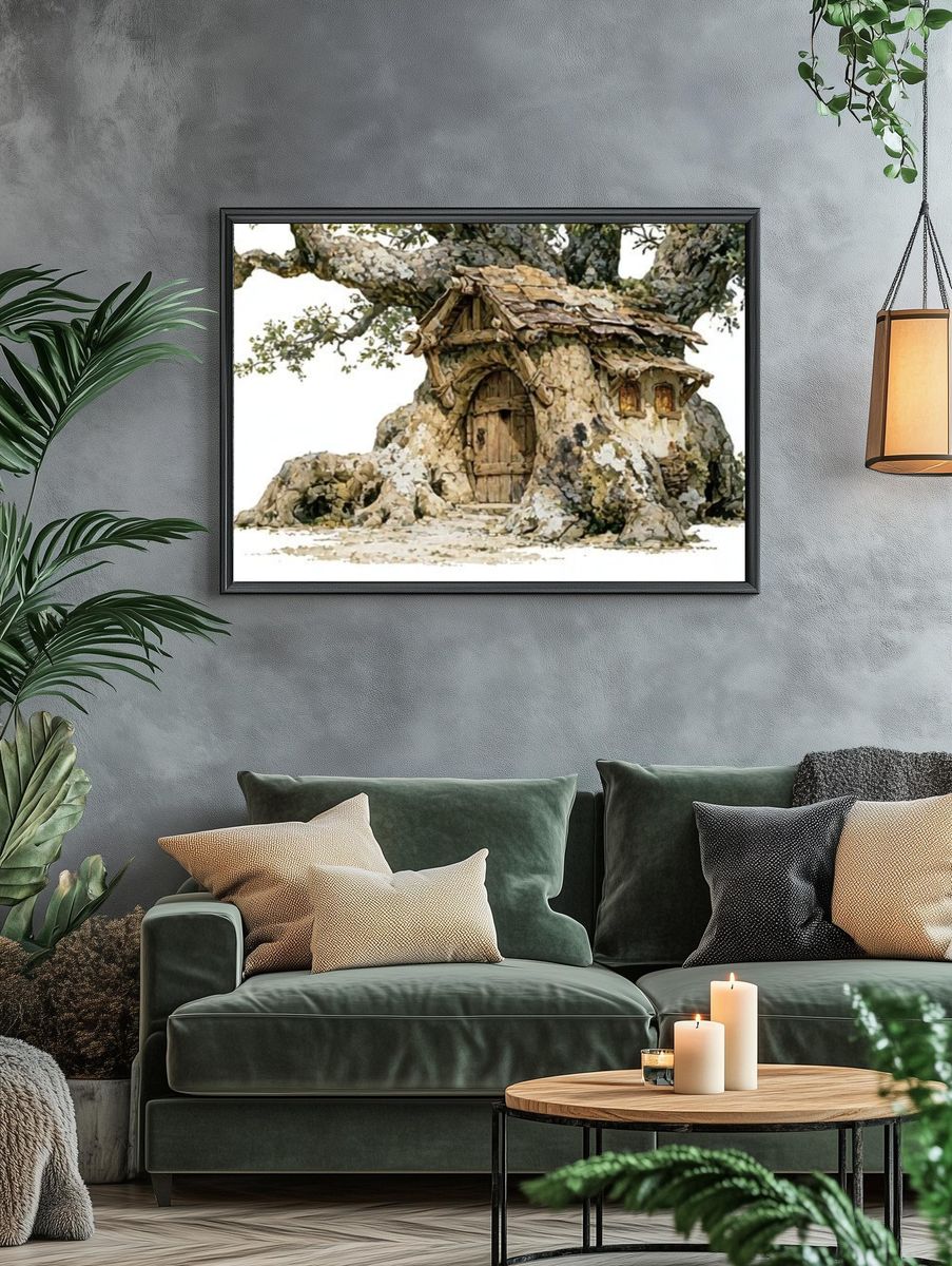 Enchanted Treehouse Watercolor Print. — room view 4