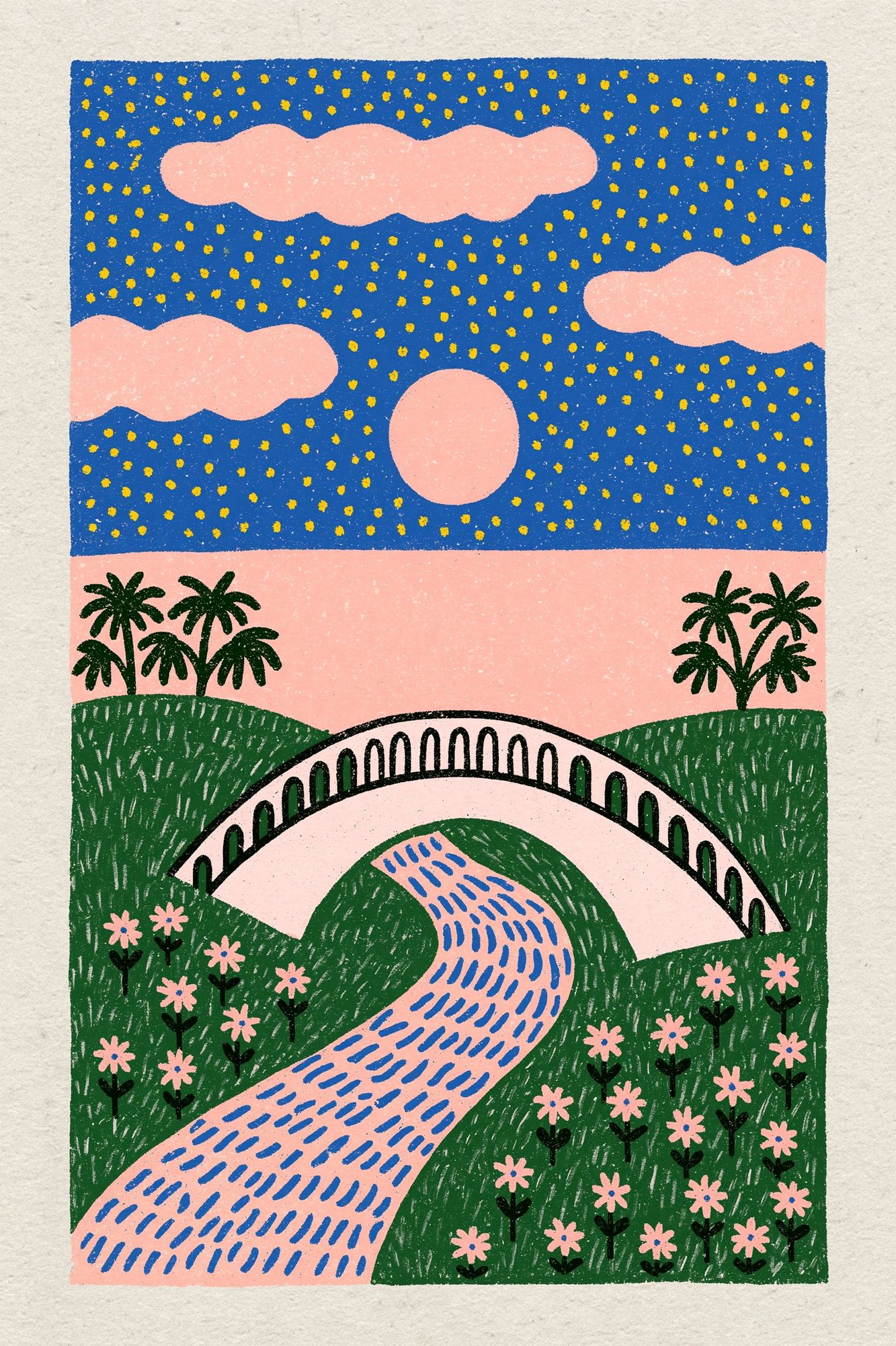 Dreamy Landscape Illustration Poster. poster detail