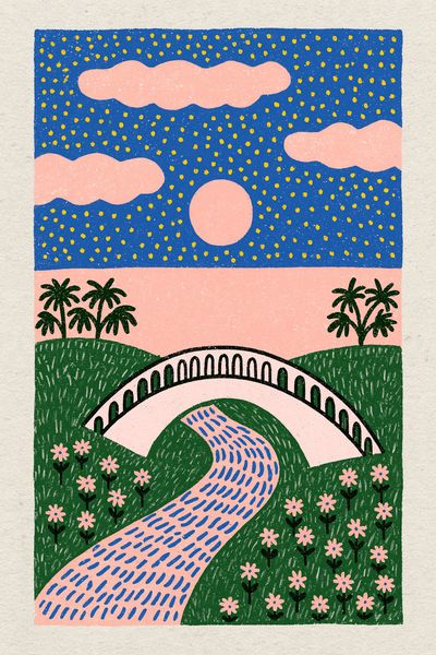 Dreamy Landscape Illustration Poster.