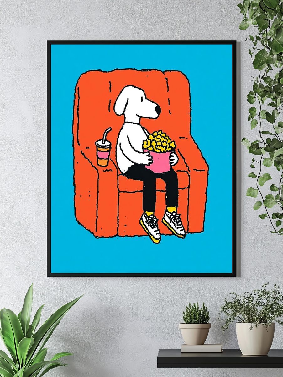 Pop Art Dog on Chair Poster. — room view 4