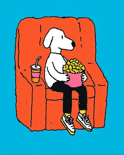 Pop Art Dog on Chair Poster.