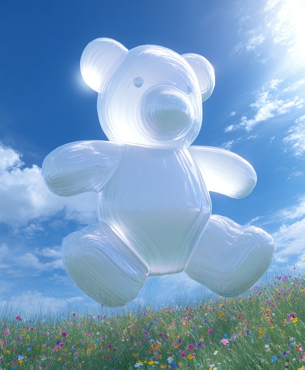 Floating Bear in Sky Poster. poster detail