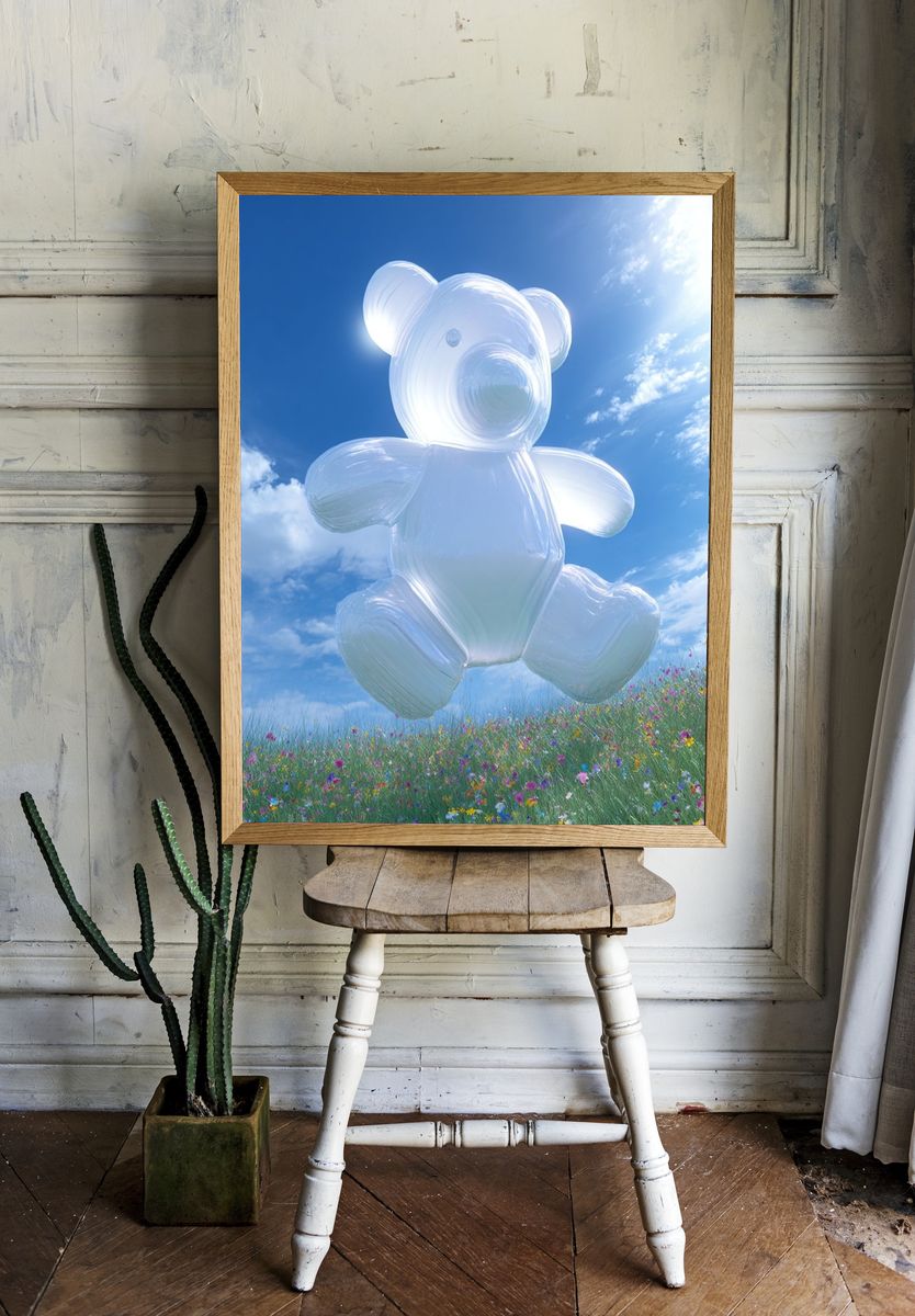 Floating Bear in Sky Poster. — room view 1