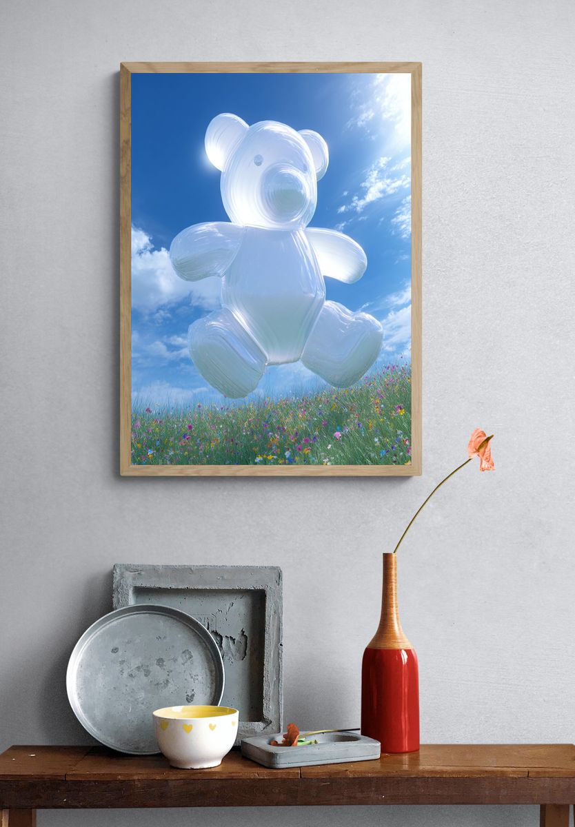 Floating Bear in Sky Poster. — room view 3