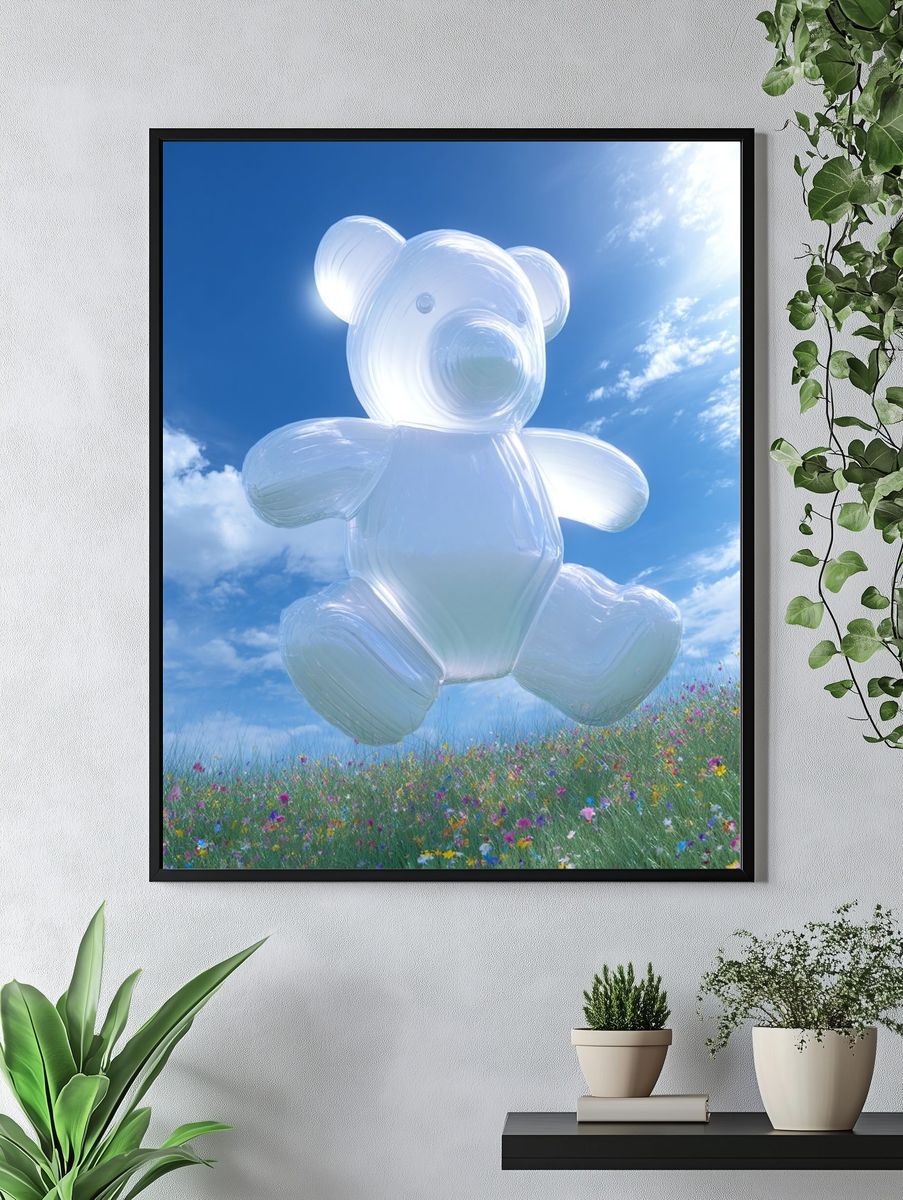 Floating Bear in Sky Poster. — room view 4