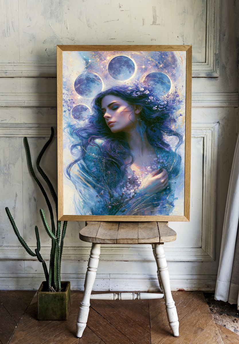 Celestial Woman Digital Art Poster. room preview